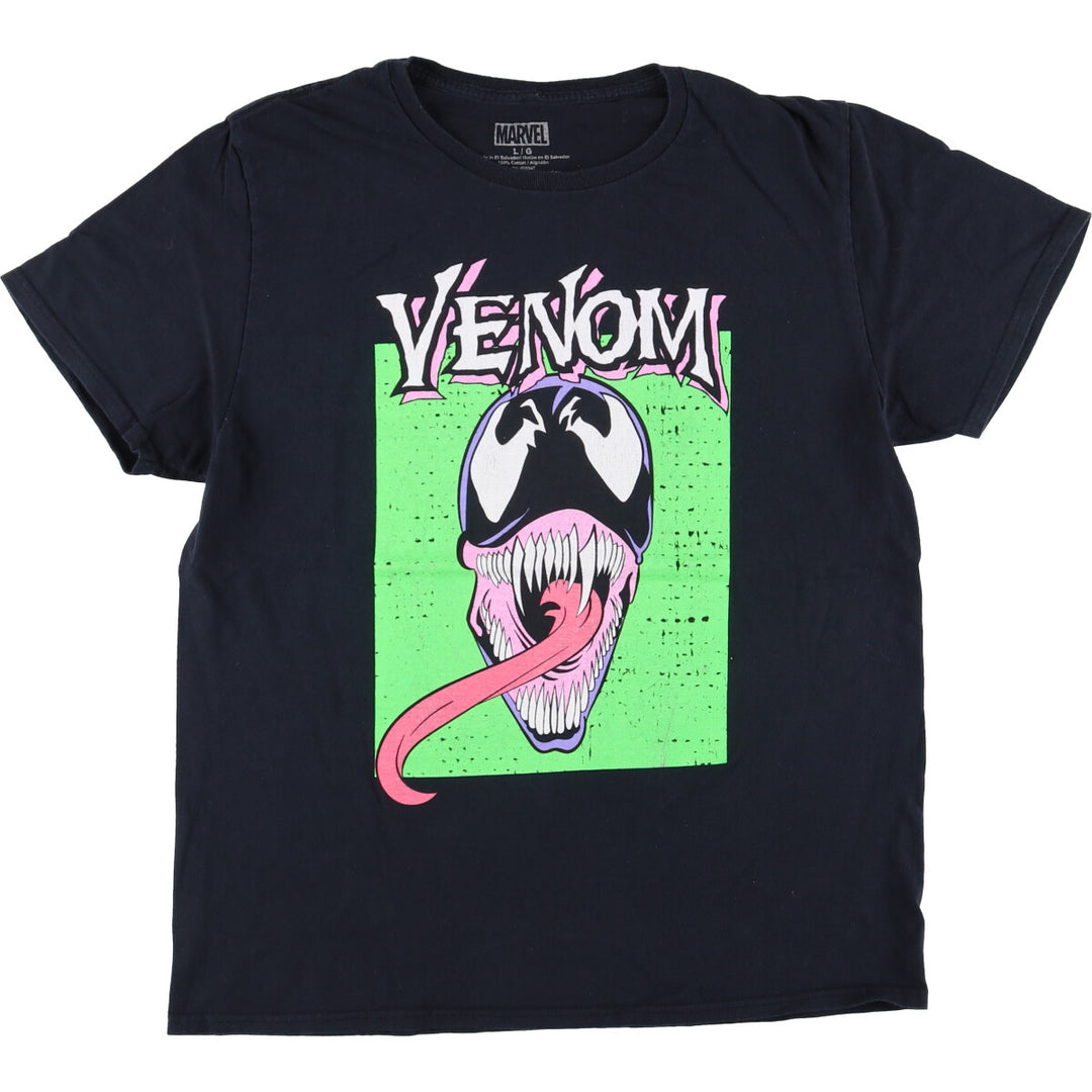Marvel VENOM Character Print T-Shirt, Men's L size cotton black type Vintage Second Hand