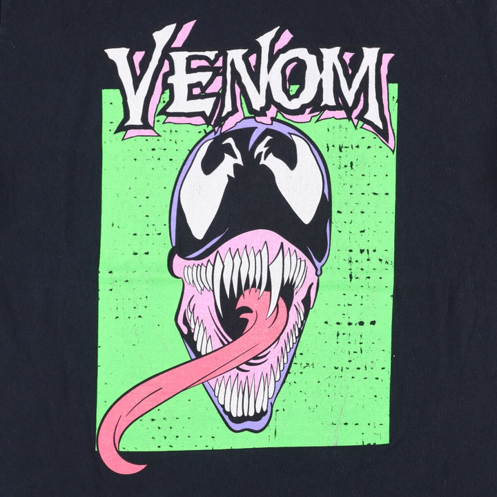 Marvel VENOM Character Print T-Shirt, Men's L size cotton black type Vintage Second Hand