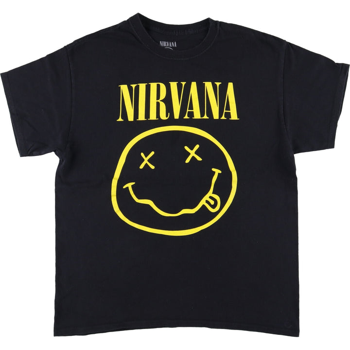 NIRVANA Nirvana Band T-shirt, Band T, Men's L size cotton black type Vintage Second Hand