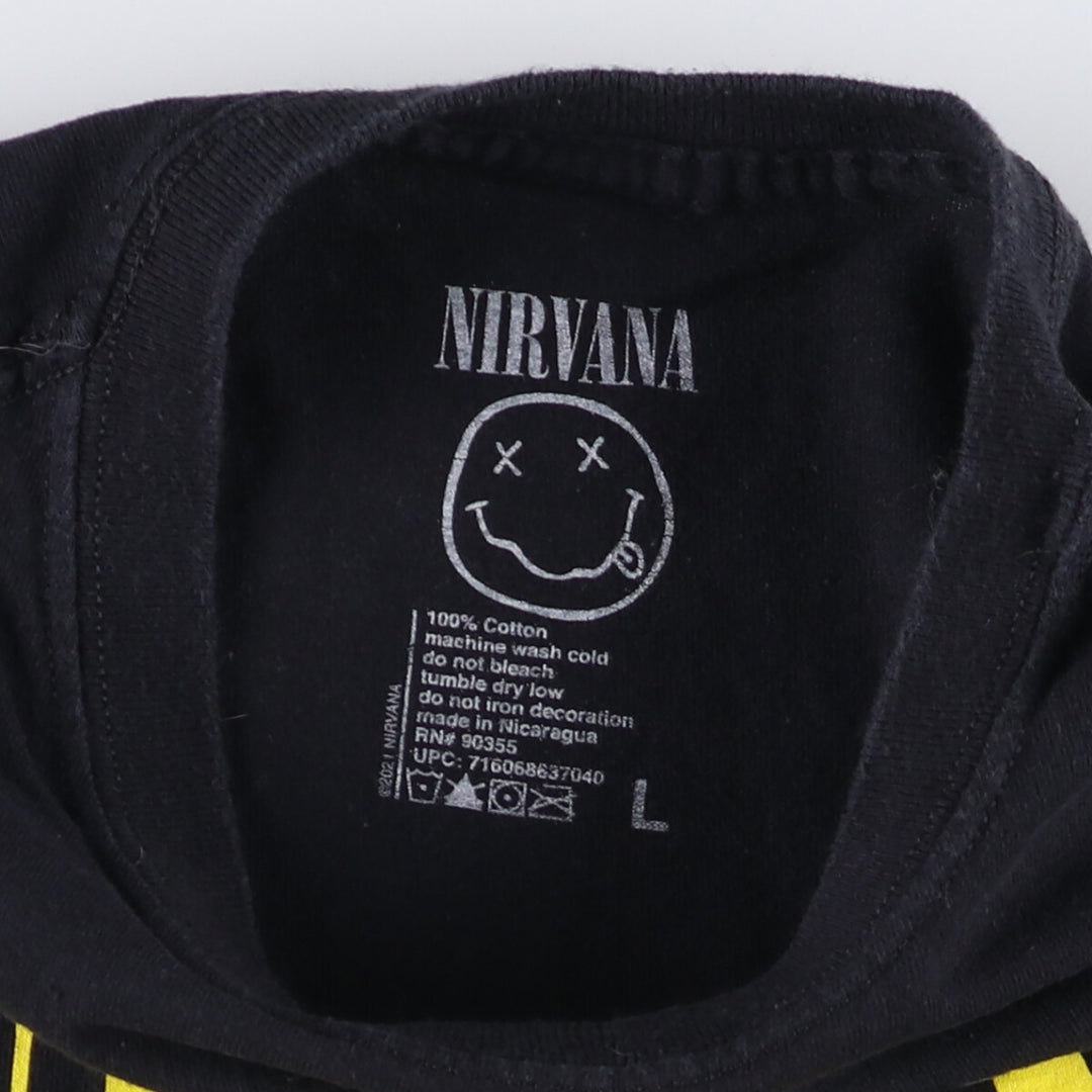 NIRVANA Nirvana Band T-shirt, Band T, Men's L size cotton black type Vintage Second Hand