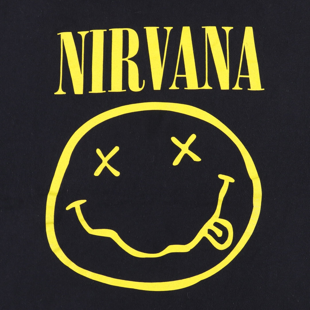 NIRVANA Nirvana Band T-shirt, Band T, Men's L size cotton black type Vintage Second Hand