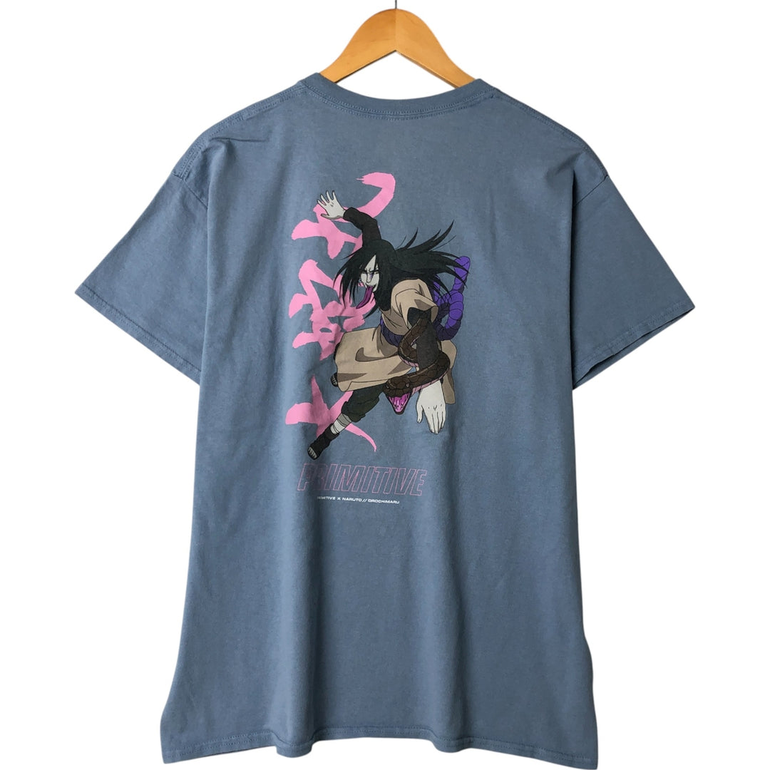 Primitive NARUTO SHIPPUDEN Orochimaru Anime Character Print T-Shirt, Men's Size L cotton Blue type light blue Vintage Second Hand