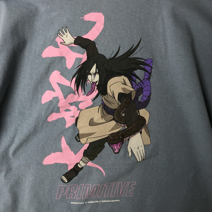 Primitive NARUTO SHIPPUDEN Orochimaru Anime Character Print T-Shirt, Men's Size L cotton Blue type light blue Vintage Second Hand