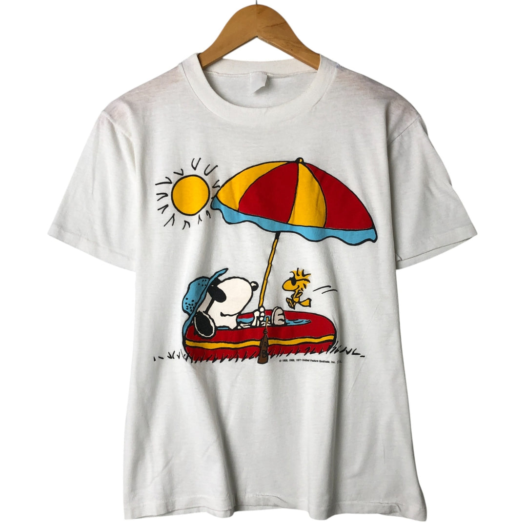 Vintage 1990'S Snoopy Woodstock character print T-shirt, men's size S unclear white type Vintage Second Hand