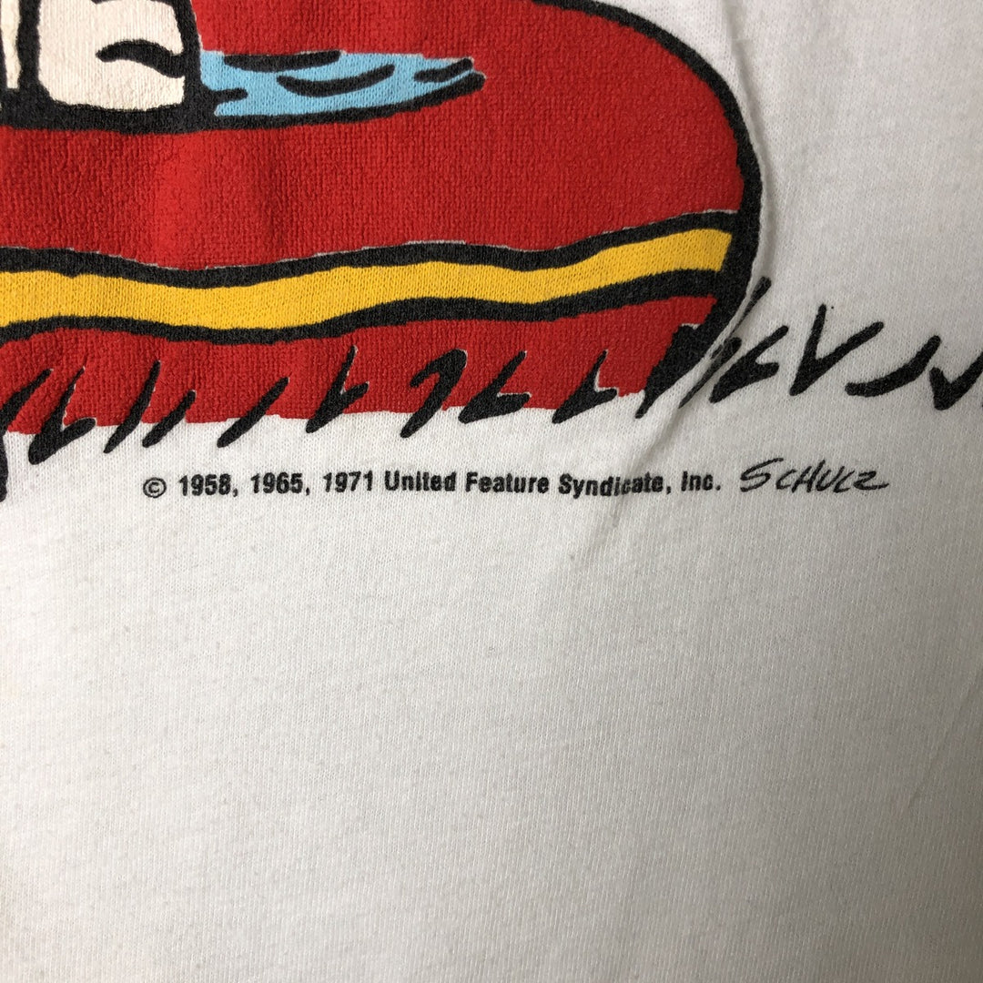 Vintage 1990'S Snoopy Woodstock character print T-shirt, men's size S unclear white type Vintage Second Hand