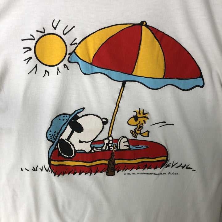 Vintage 1990'S Snoopy Woodstock character print T-shirt, men's size S unclear white type Vintage Second Hand