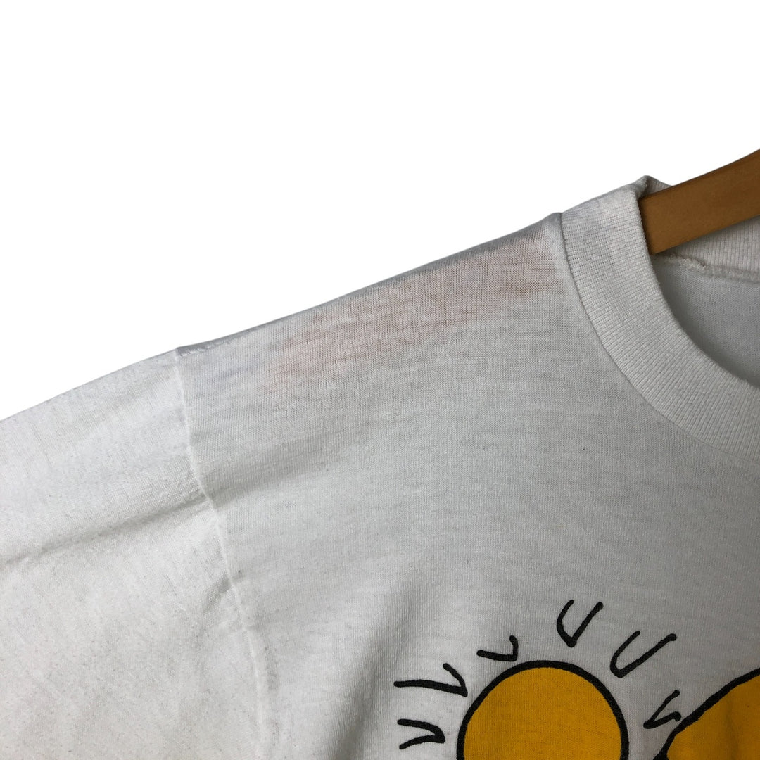 Vintage 1990'S Snoopy Woodstock character print T-shirt, men's size S unclear white type Vintage Second Hand
