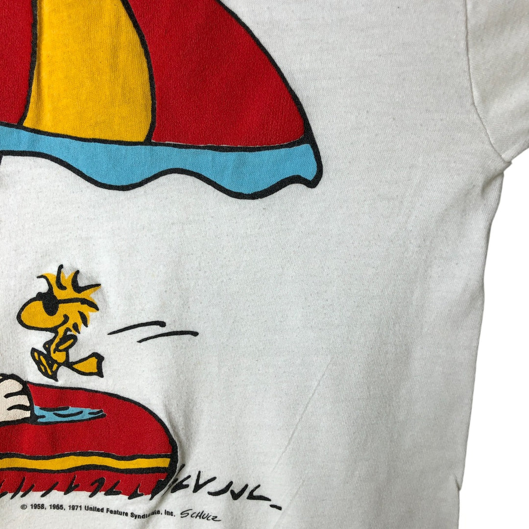 Vintage 1990'S Snoopy Woodstock character print T-shirt, men's size S unclear white type Vintage Second Hand