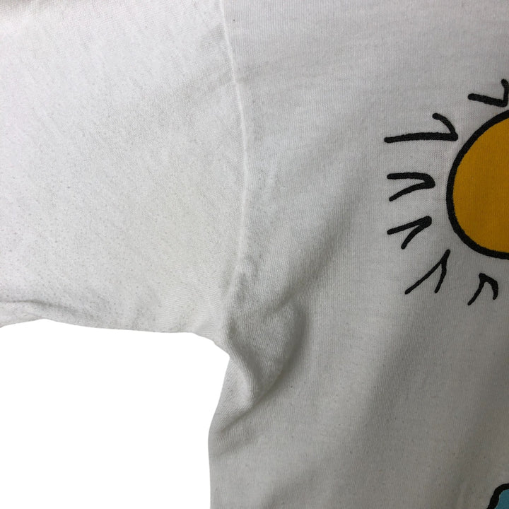 Vintage 1990'S Snoopy Woodstock character print T-shirt, men's size S unclear white type Vintage Second Hand