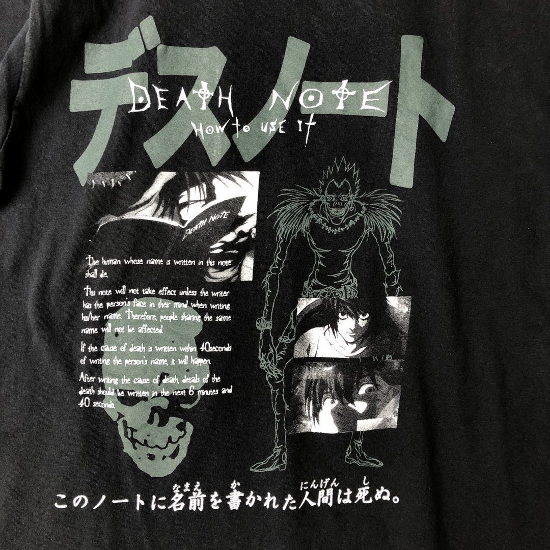 RIPPLE JUNCTION DEATH NOTE Anime Character Print T-Shirt, Men's Size M cotton black type Vintage Second Hand