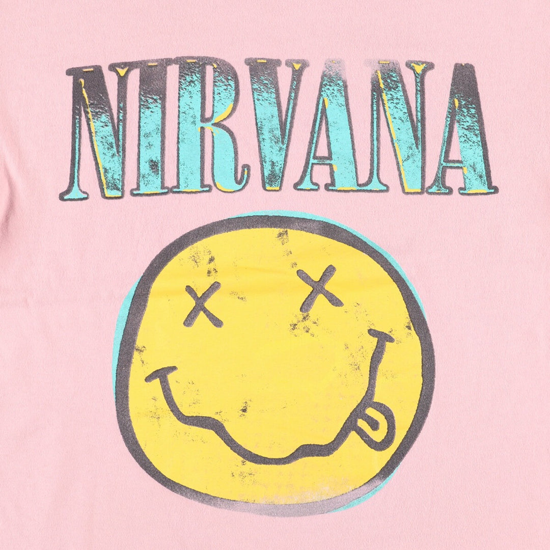 NIRVANA Nirvana Band T-shirt, Band T, Men's L size cotton pink type Vintage Second Hand