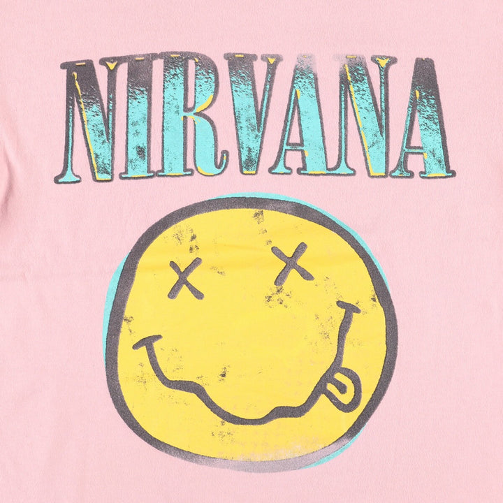 NIRVANA Nirvana Band T-shirt, Band T, Men's L size cotton pink type Vintage Second Hand