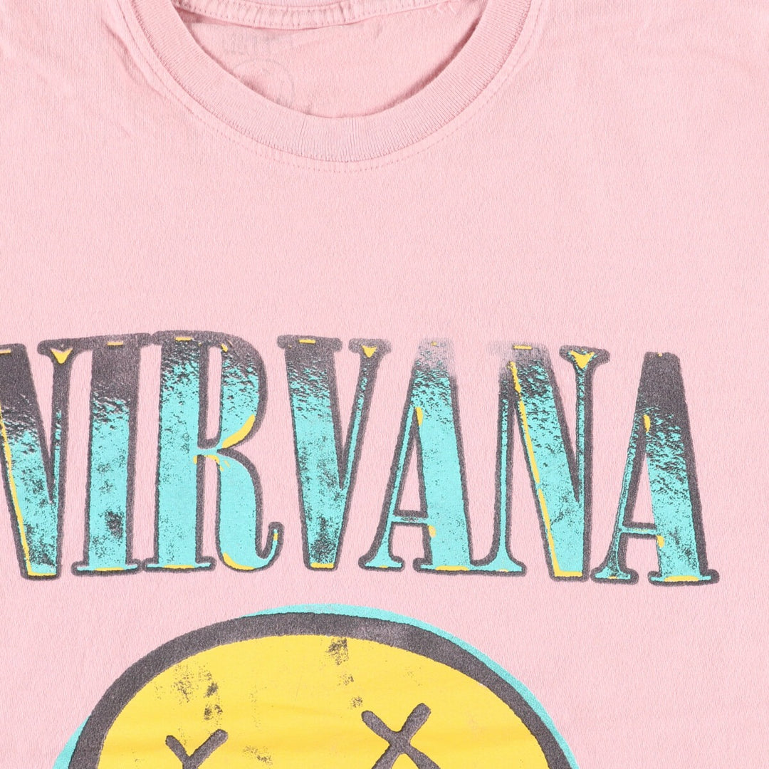 NIRVANA Nirvana Band T-shirt, Band T, Men's L size cotton pink type Vintage Second Hand