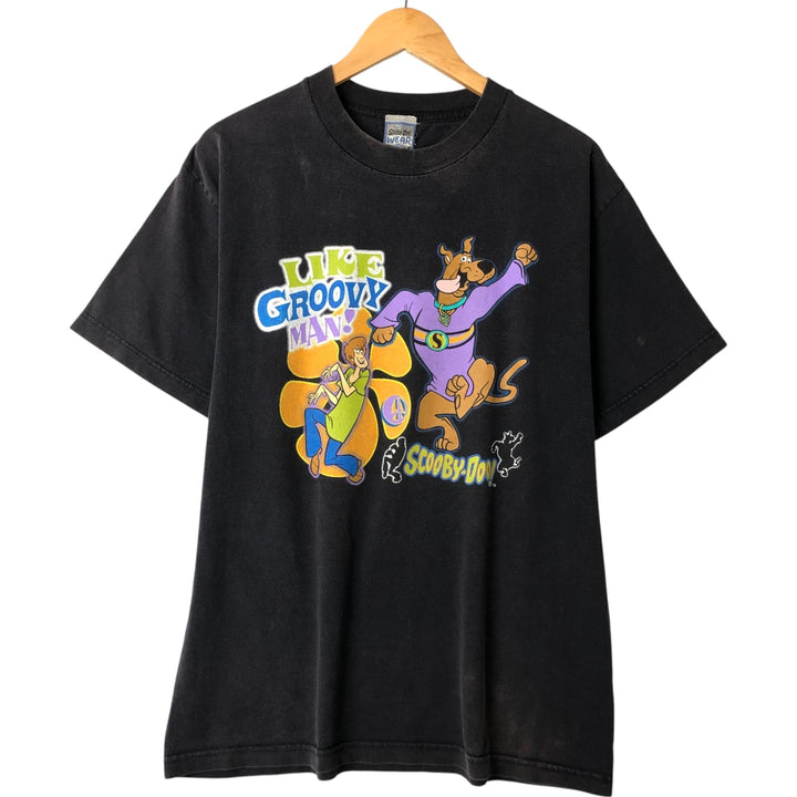 00'S Scooby-Doo WEAR Scooby-Doo character print T-shirt, men's size L cotton black type Vintage Second Hand