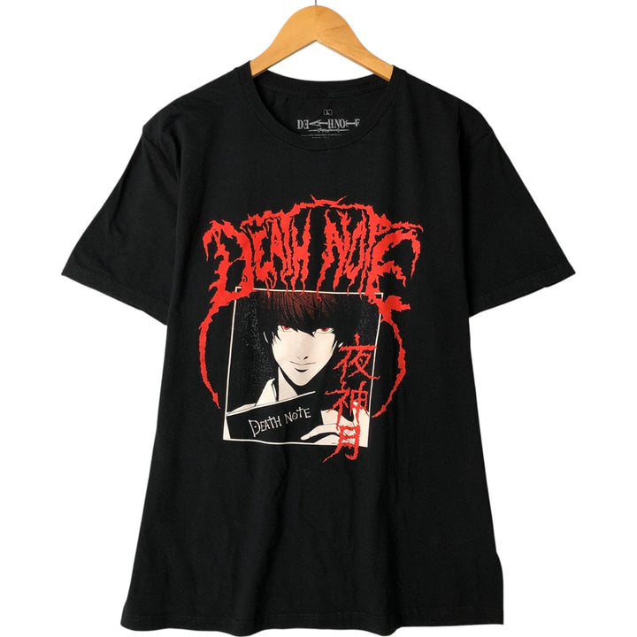 Ripple Junction Death Note Light Yagami Anime Character Print T-Shirt, Men's Size L cotton black type Vintage Second Hand