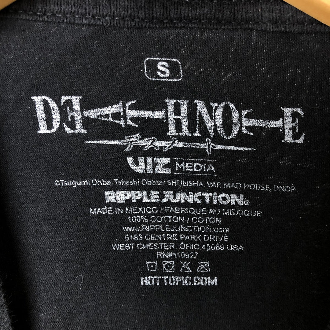 RIPPLE JUNCTION DEATH NOTE Anime Character Print T-Shirt, Men's Size Small cotton black type Vintage Second Hand