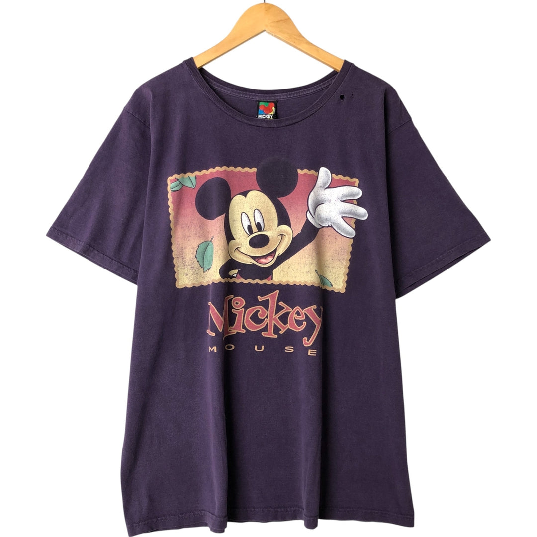 Vintage 90'S MICKY UNLIMITED MICKEY MOUSE Mickey Mouse character print T-shirt, women's size XL unclear purple type Vintage Second Hand