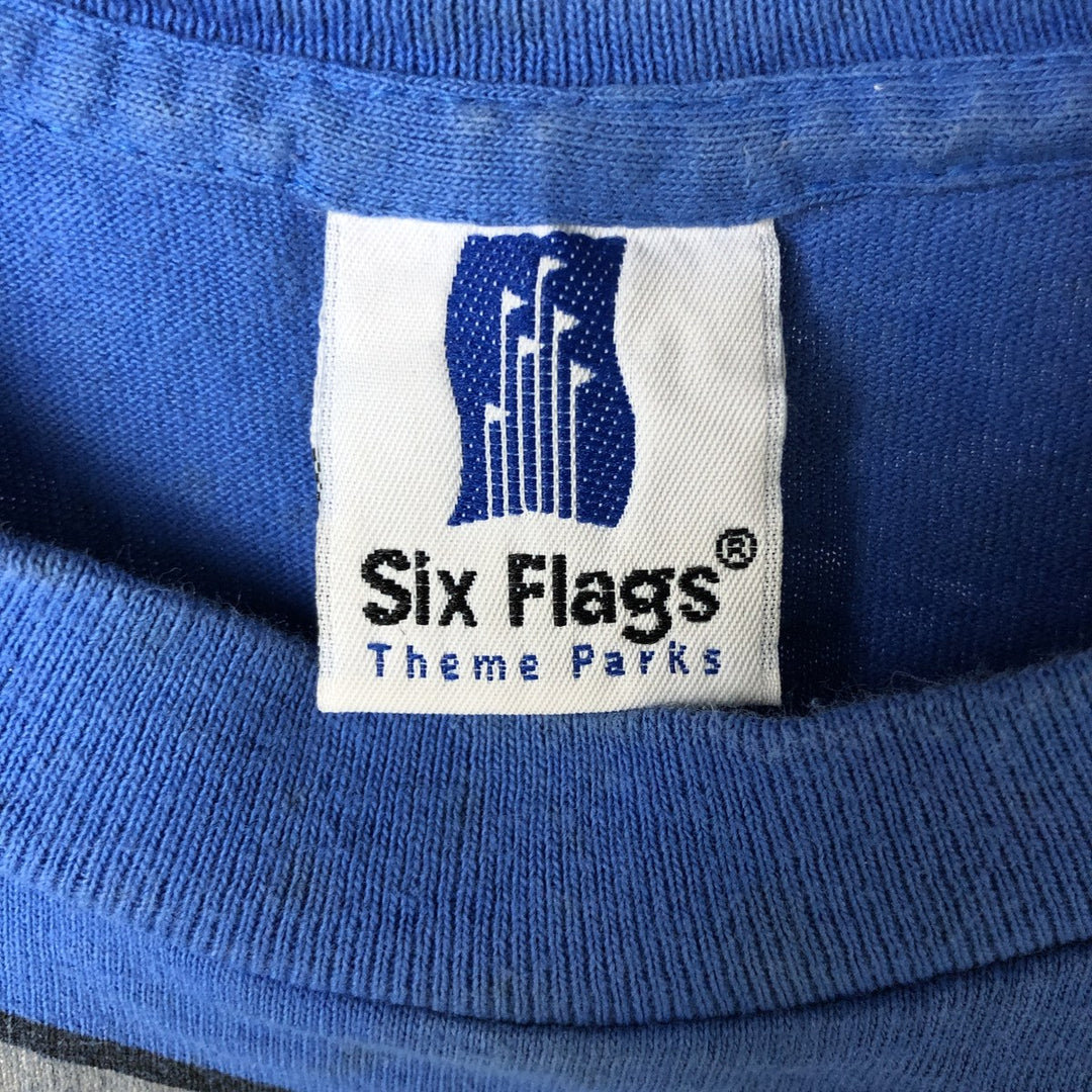 Vintage 90'S Six Flags Looney Tunes Bugs Bunny character print T-shirt, Made in USA, Men's XL cotton blue type Vintage Second Hand