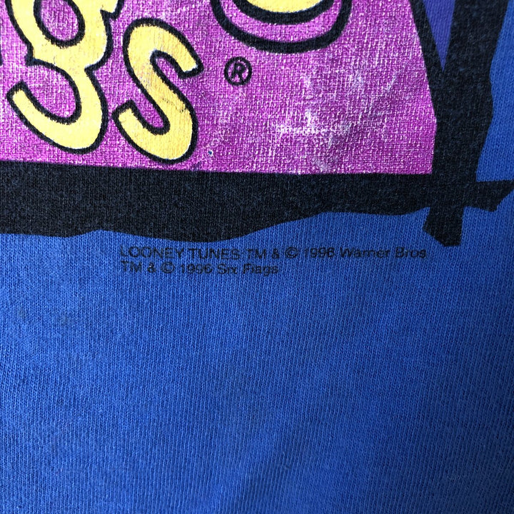 Vintage 90'S Six Flags Looney Tunes Bugs Bunny character print T-shirt, Made in USA, Men's XL cotton blue type Vintage Second Hand