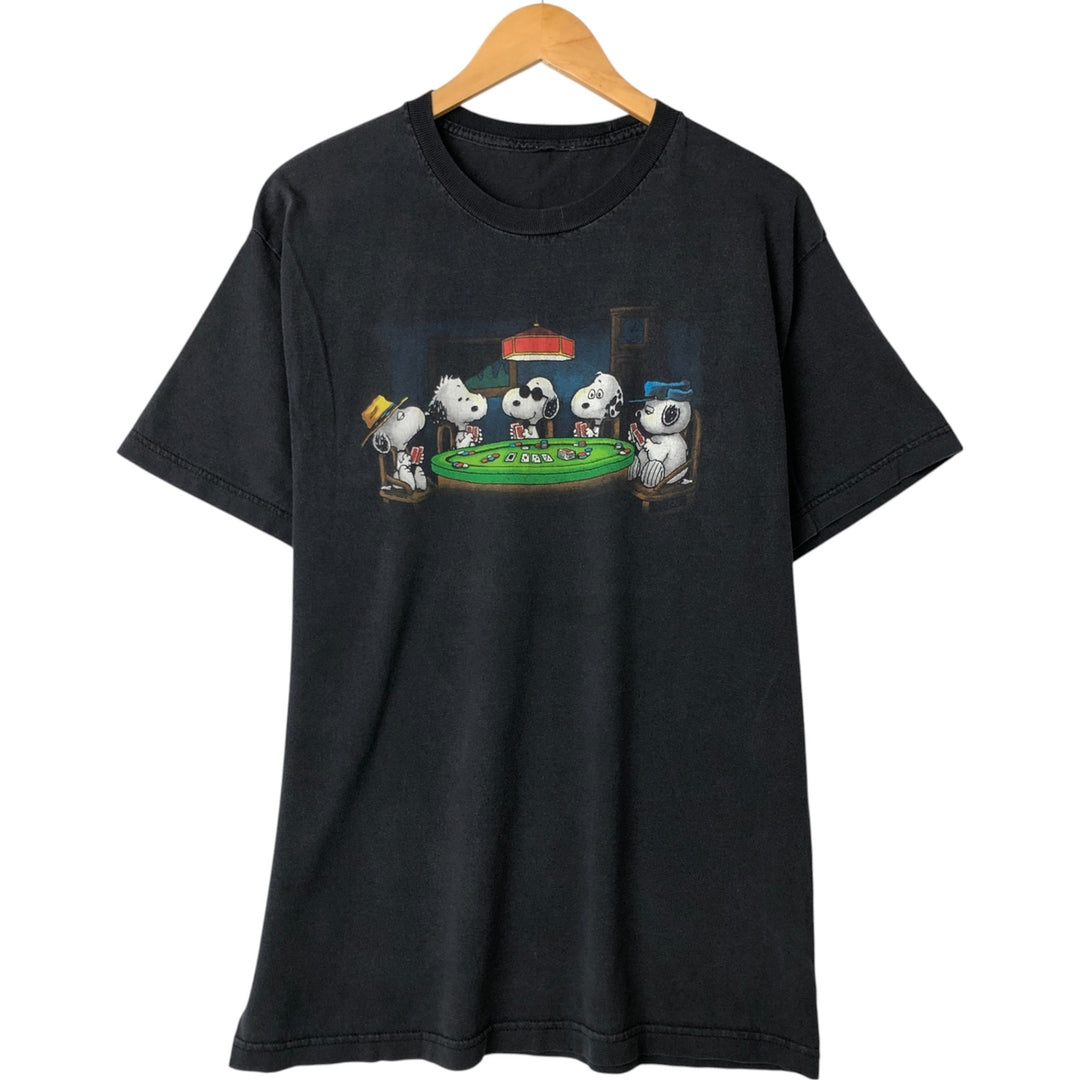 SNOOPY Snoopy character print T-shirt, men's size M unclear black type Vintage Second Hand