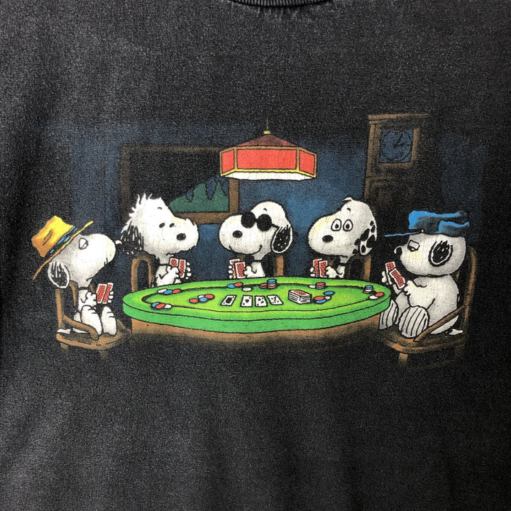 SNOOPY Snoopy character print T-shirt, men's size M unclear black type Vintage Second Hand