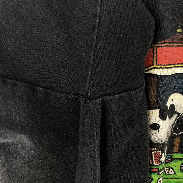 SNOOPY Snoopy character print T-shirt, men's size M unclear black type Vintage Second Hand