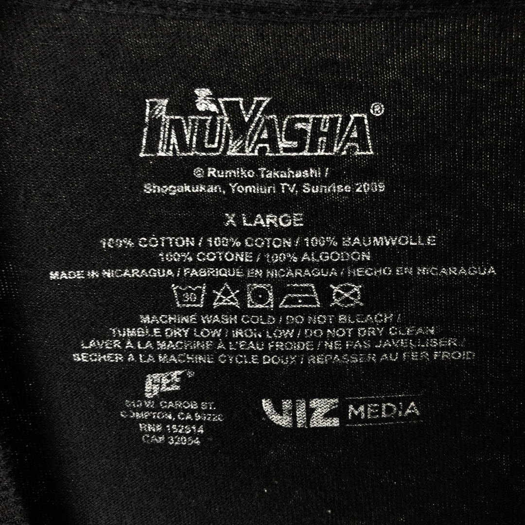 INUYASHA Inuyasha Sesshomaru Anime Character Print T-Shirt Men's XL cotton black type Vintage Second Hand