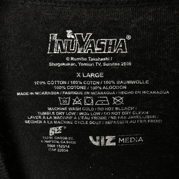 INUYASHA Inuyasha Sesshomaru Anime Character Print T-Shirt Men's XL cotton black type Vintage Second Hand