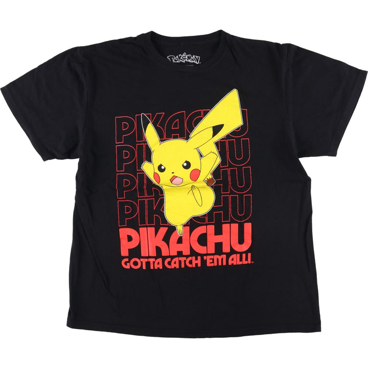 PoKeMoN Pokemon Pikachu Anime Character Print T-Shirt Men's Size L cotton black type Vintage Second Hand
