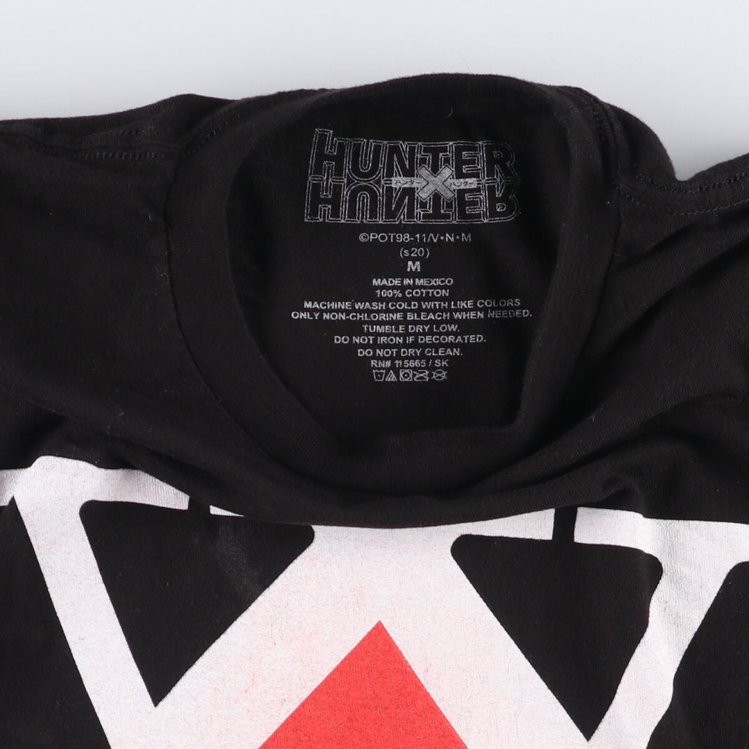 HUNTERxHUNTER Anime Character Print T-Shirt, Men's Size M cotton black type Vintage Second Hand