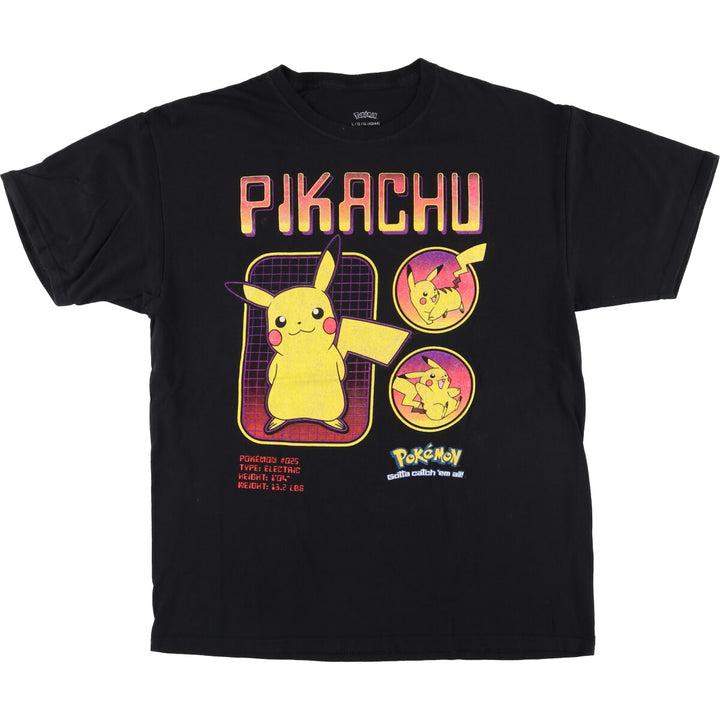 PoKeMoN Pokemon Pikachu Anime Character Print T-Shirt Men's Size L cotton black type Vintage Second Hand