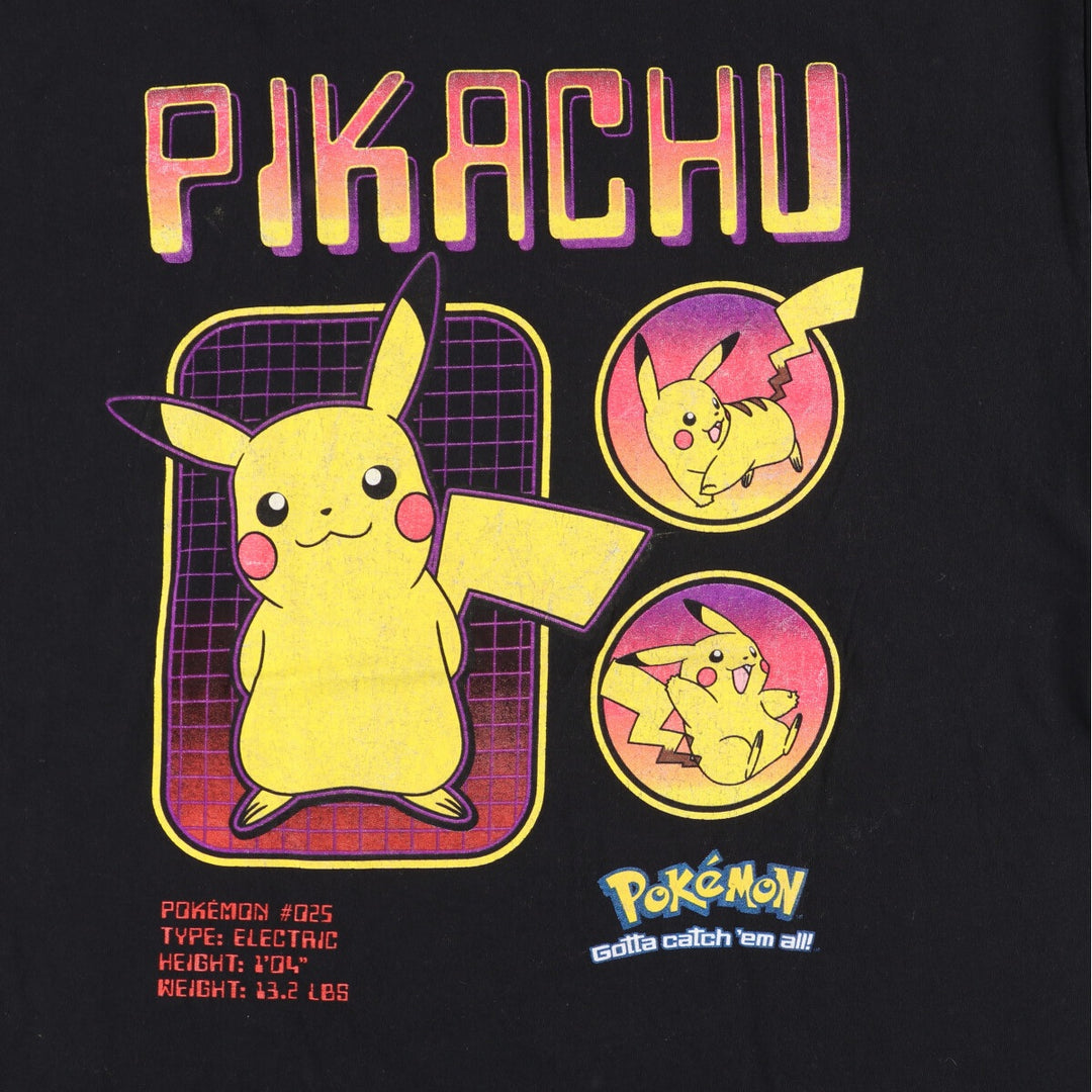 PoKeMoN Pokemon Pikachu Anime Character Print T-Shirt Men's Size L cotton black type Vintage Second Hand