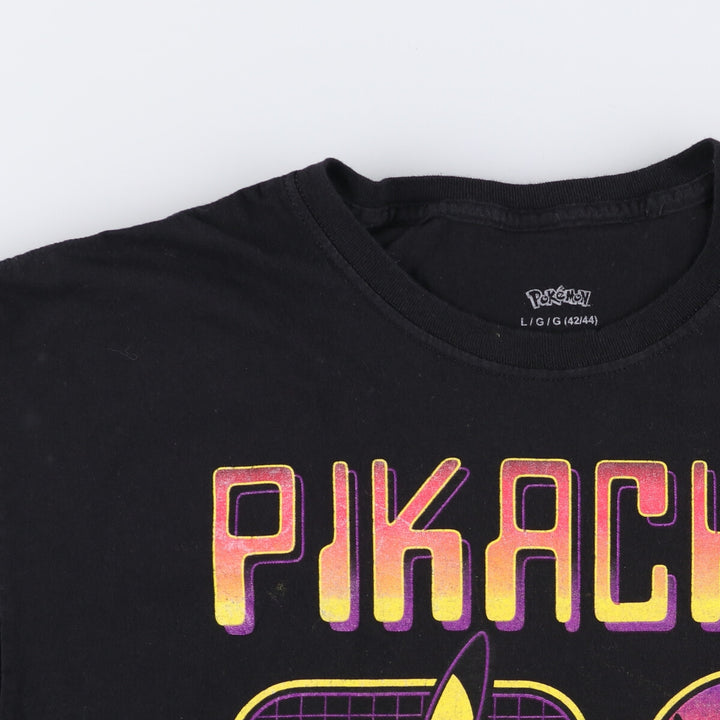 PoKeMoN Pokemon Pikachu Anime Character Print T-Shirt Men's Size L cotton black type Vintage Second Hand