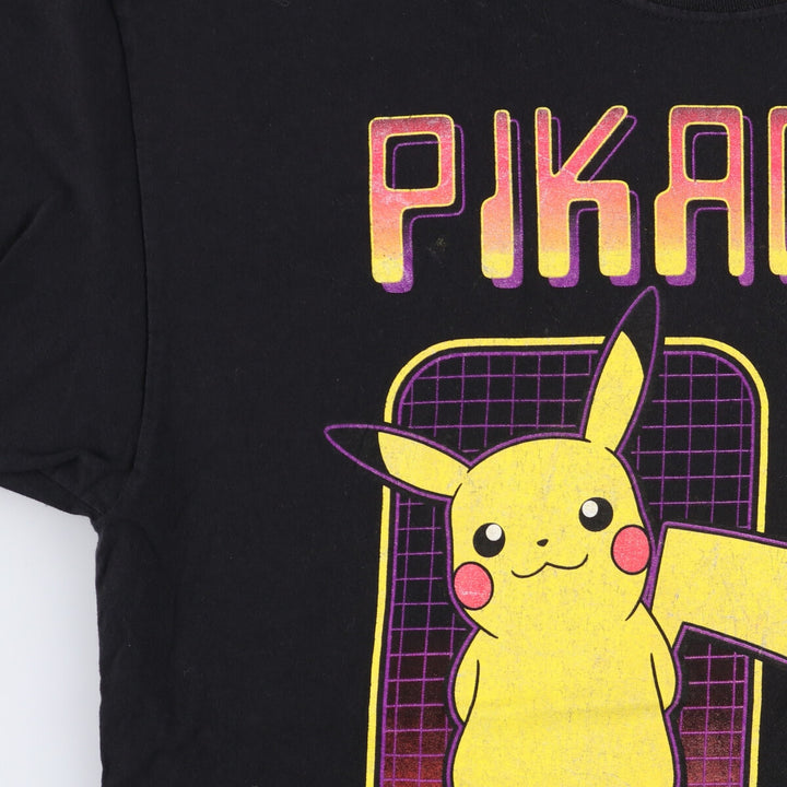 PoKeMoN Pokemon Pikachu Anime Character Print T-Shirt Men's Size L cotton black type Vintage Second Hand