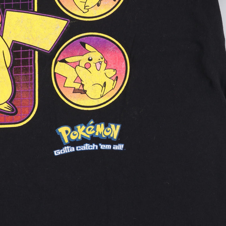 PoKeMoN Pokemon Pikachu Anime Character Print T-Shirt Men's Size L cotton black type Vintage Second Hand