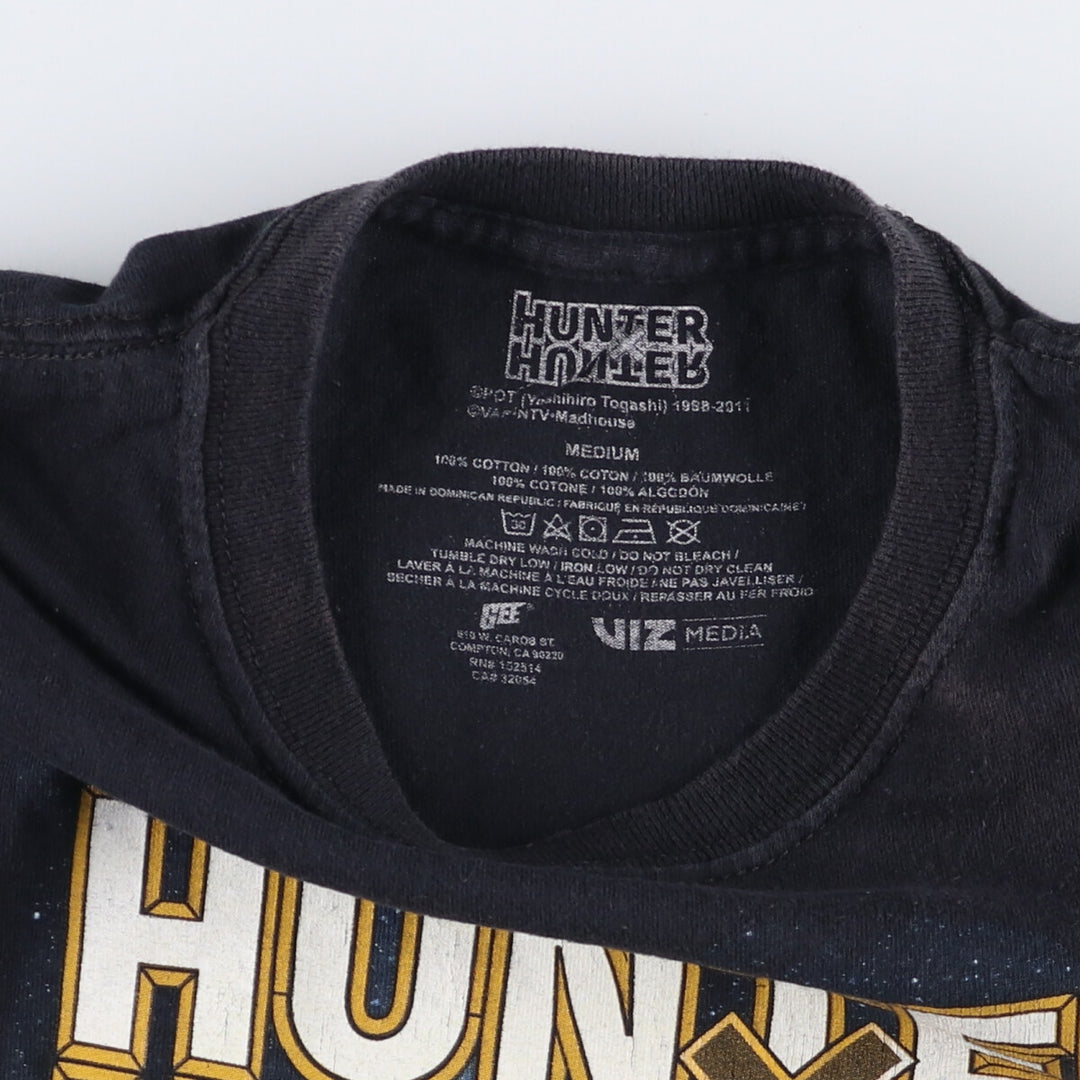 HUNTERxHUNTRE Hunter x Hunter anime character print T-shirt, men's size M cotton black type Vintage Second Hand