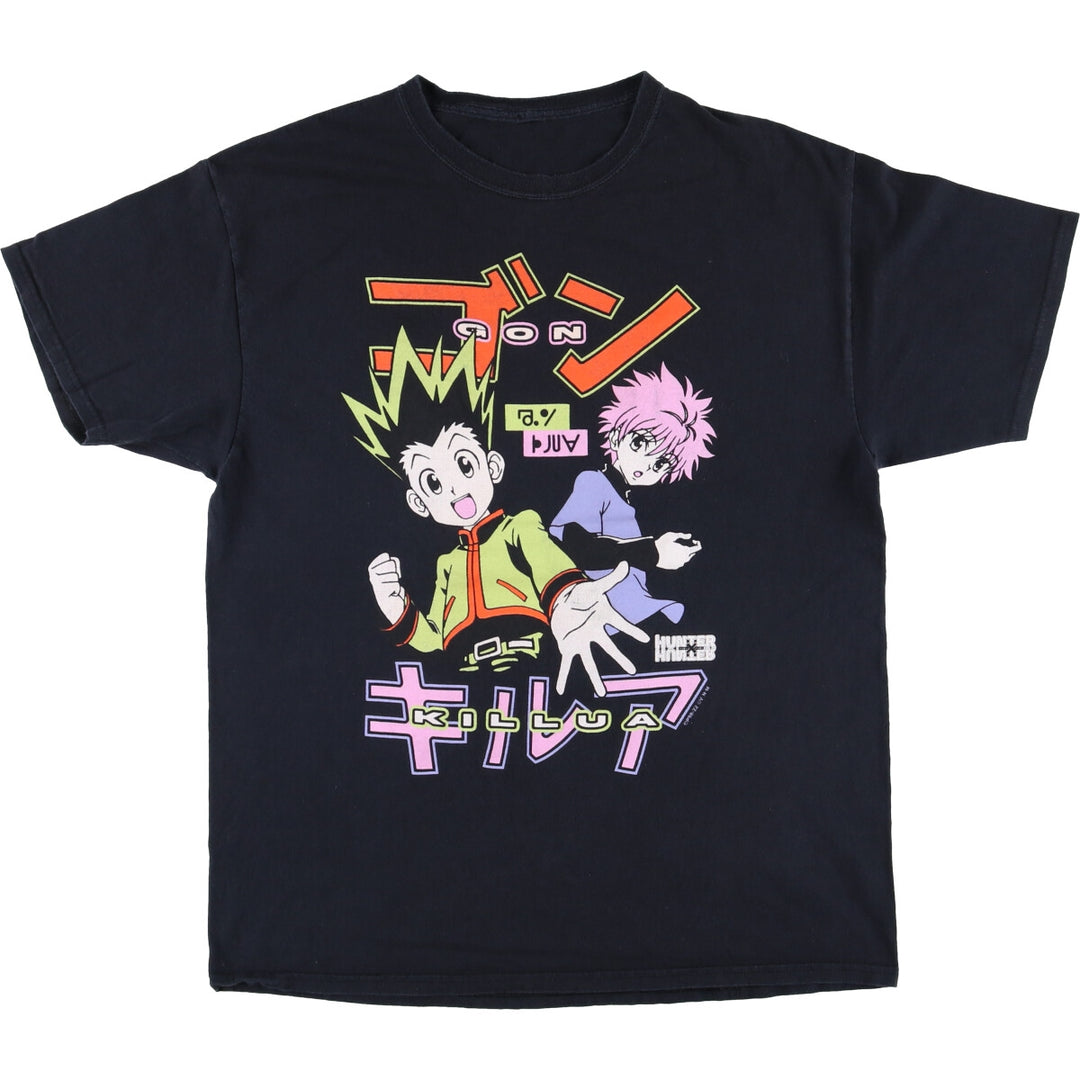 HUNTERxHUNTRE Hunter x Hunter character print T-shirt, men's size L unclear black type Vintage Second Hand