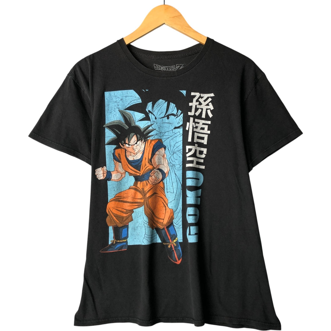 Dragon Ball Z Son Goku Anime Character Print T-Shirt, Men's Size L cotton black type Vintage Second Hand