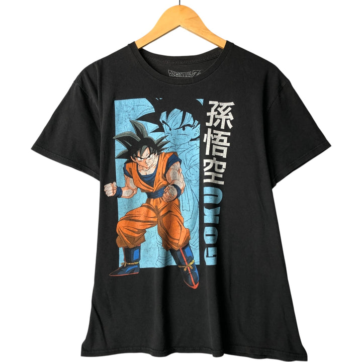 Dragon Ball Z Son Goku Anime Character Print T-Shirt, Men's Size L cotton black type Vintage Second Hand