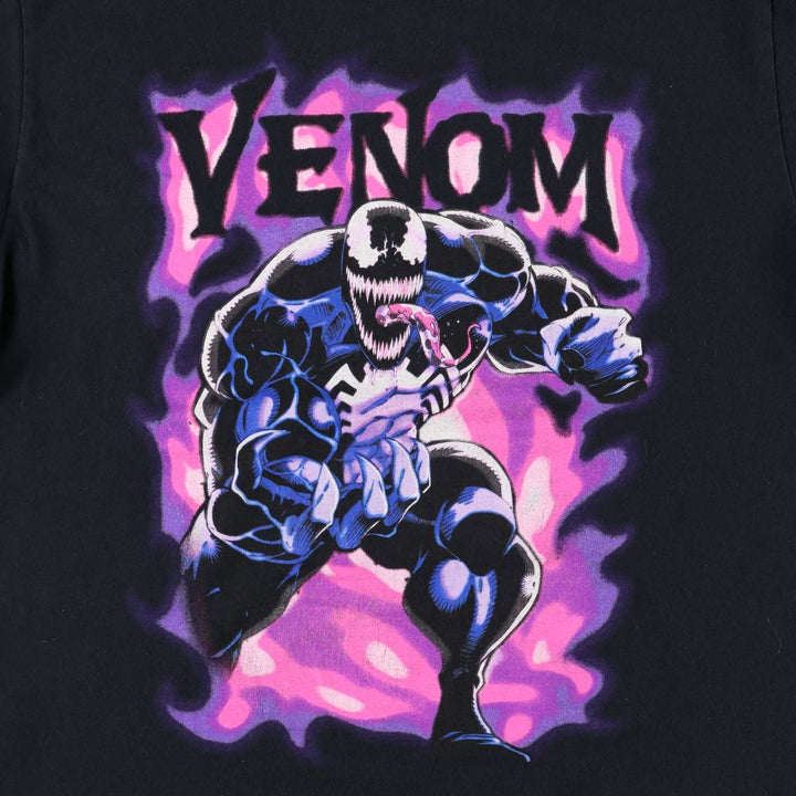 Marvel VENOM Character Print T-Shirt, Men's L size cotton black type Vintage Second Hand