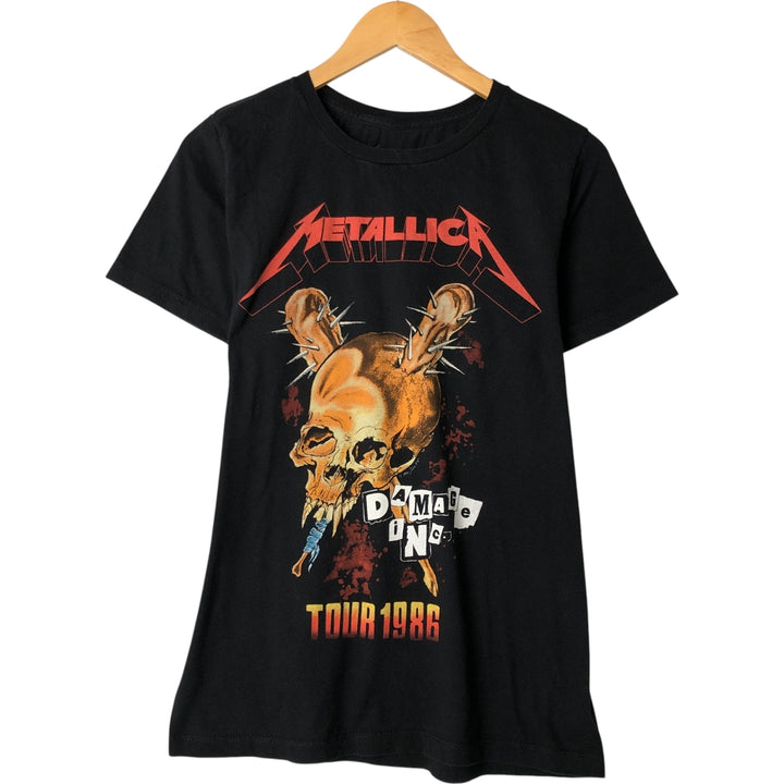 METALLICA Skull Pattern Band T-shirt Band Tee Men's M size cotton black type Vintage Second Hand