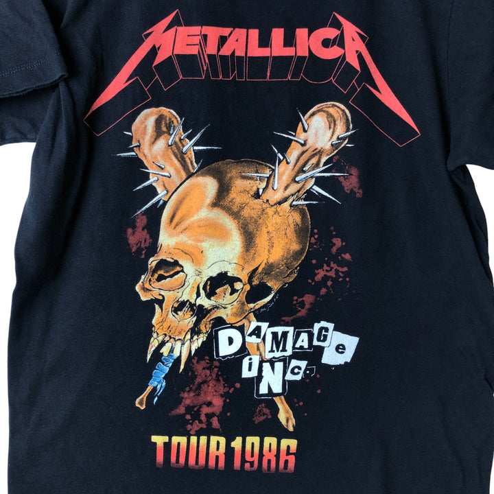 METALLICA Skull Pattern Band T-shirt Band Tee Men's M size cotton black type Vintage Second Hand