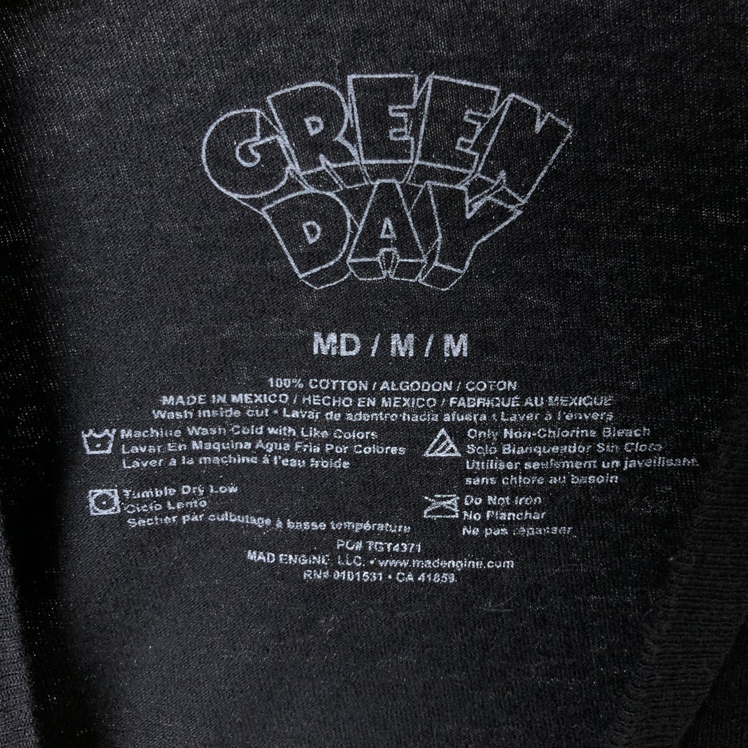 GREEN DAY Green Day Band T-shirt Band T Men's M size cotton black type Vintage Second Hand