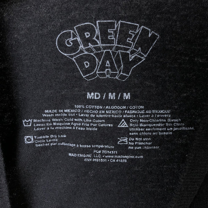 GREEN DAY Green Day Band T-shirt Band T Men's M size cotton black type Vintage Second Hand