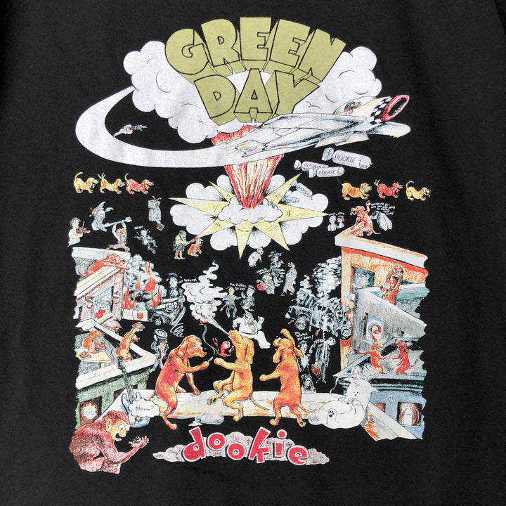 GREEN DAY Green Day Band T-shirt Band T Men's M size cotton black type Vintage Second Hand