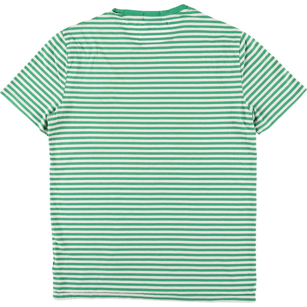 Ralph Lauren Custom Fit Short Sleeve Striped T-Shirt, Men's Size Medium unclear green type Vintage Second Hand