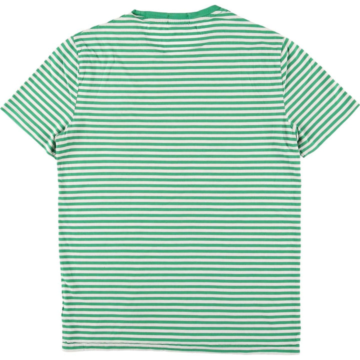 Ralph Lauren Custom Fit Short Sleeve Striped T-Shirt, Men's Size Medium unclear green type Vintage Second Hand