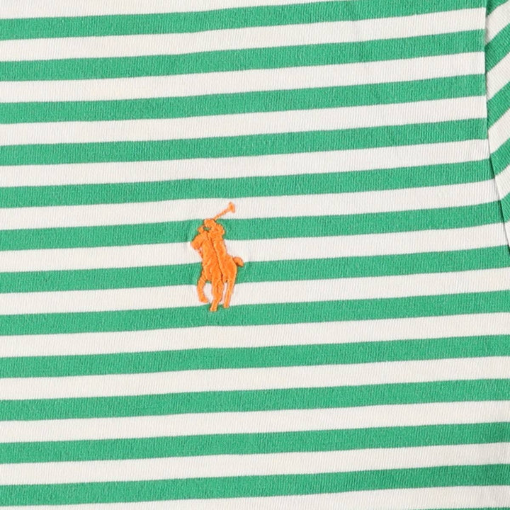 Ralph Lauren Custom Fit Short Sleeve Striped T-Shirt, Men's Size Medium unclear green type Vintage Second Hand