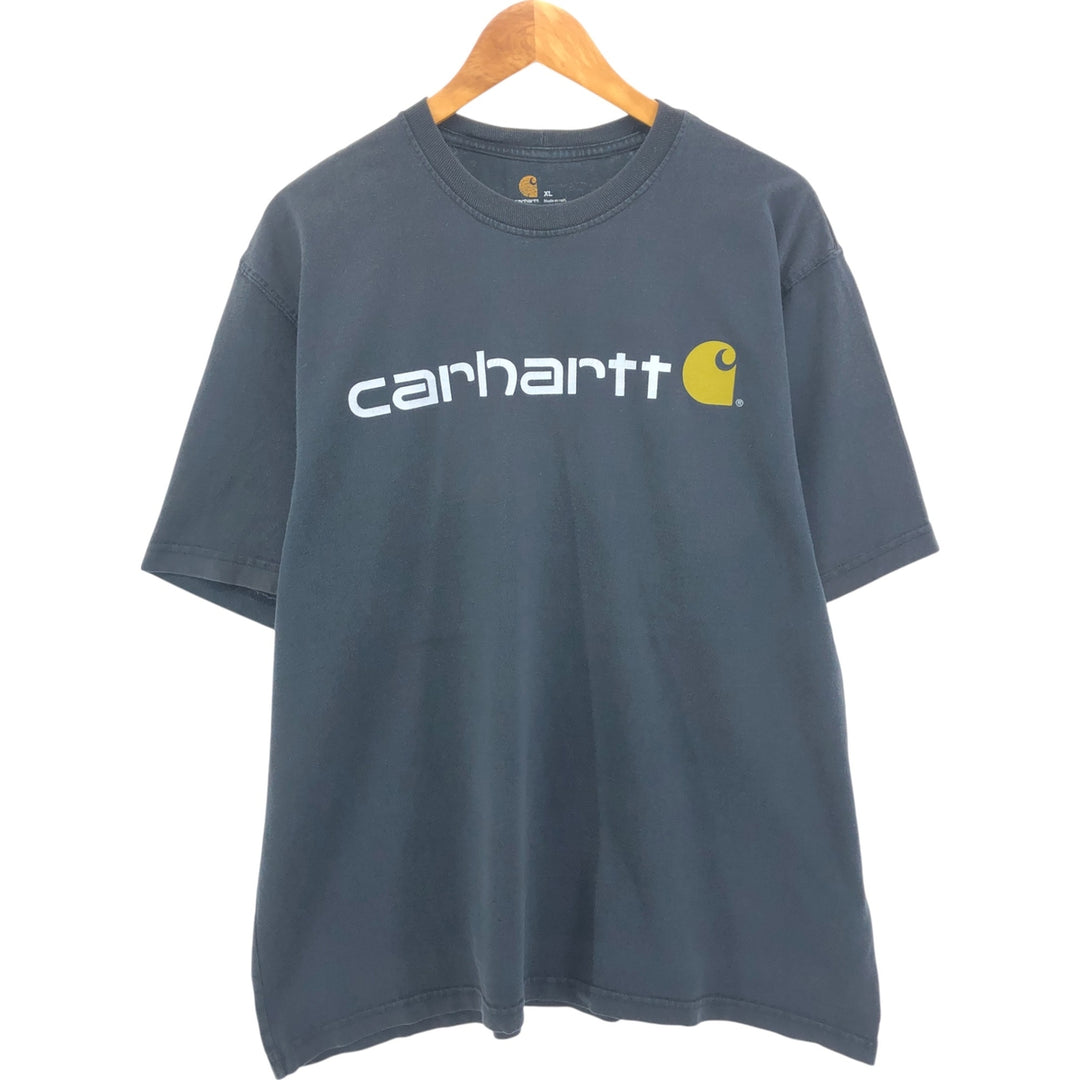 Carhartt short sleeve logo T-shirt, men's XL size cotton black type Vintage Second Hand