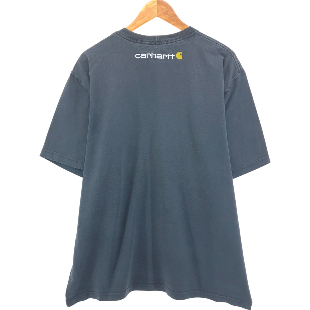 Carhartt short sleeve logo T-shirt, men's XL size cotton black type Vintage Second Hand